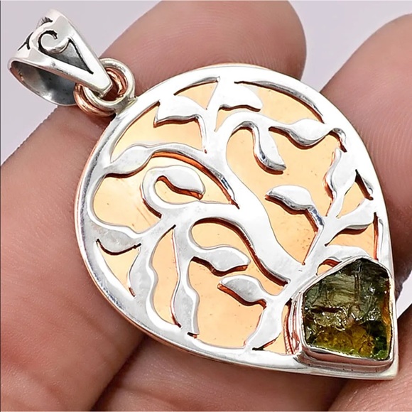 Tree of life copper and sterling silver pendant - Picture 1 of 2